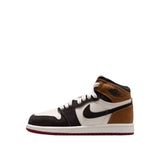 Sneakers Nike Air Jordan 1 High PS in bianco, marrone e nero con suola rossa