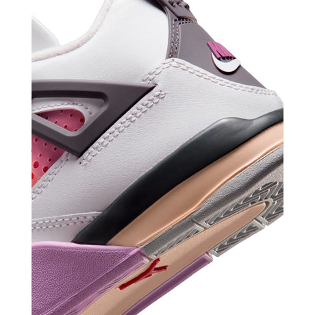 Sneakers Nike Air Jordan 4 PS bianche con dettagli rosa e rossi e suola lilla