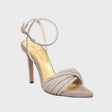 Sandalo gioiello da donna in camoscio beige