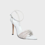 Sandalo gioiello da donna Lia Diva in camoscio bianco