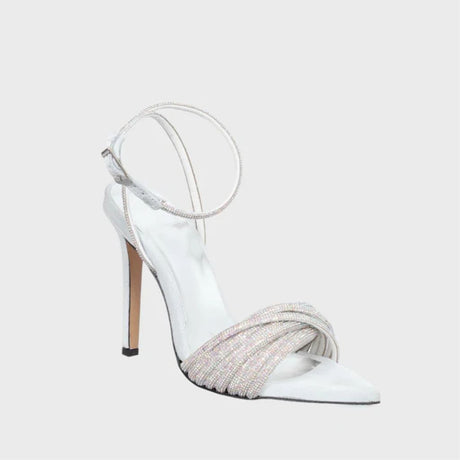Sandalo gioiello da donna Lia Diva in camoscio bianco