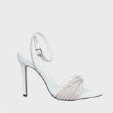 Sandalo gioiello da donna Lia Diva in camoscio bianco