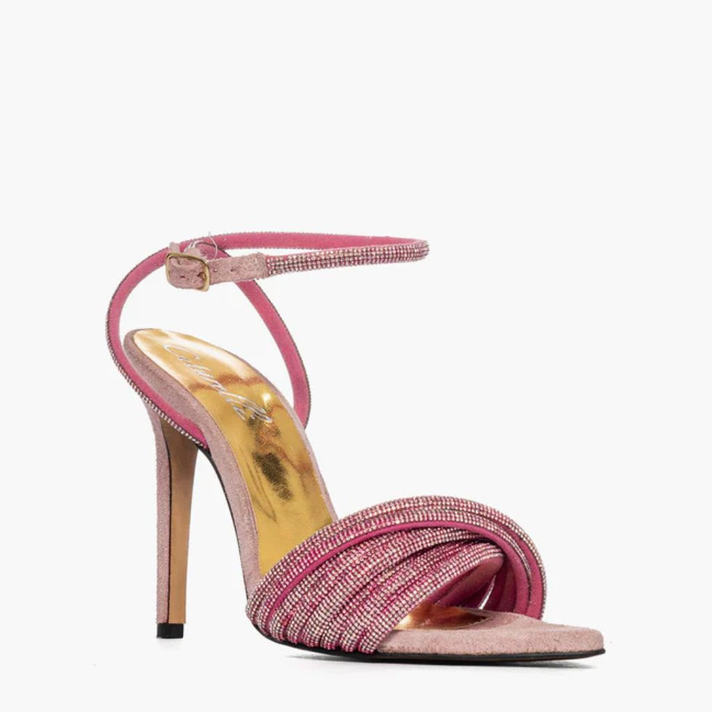 Sandalo gioiello da donna Lia Diva in camoscio rosa