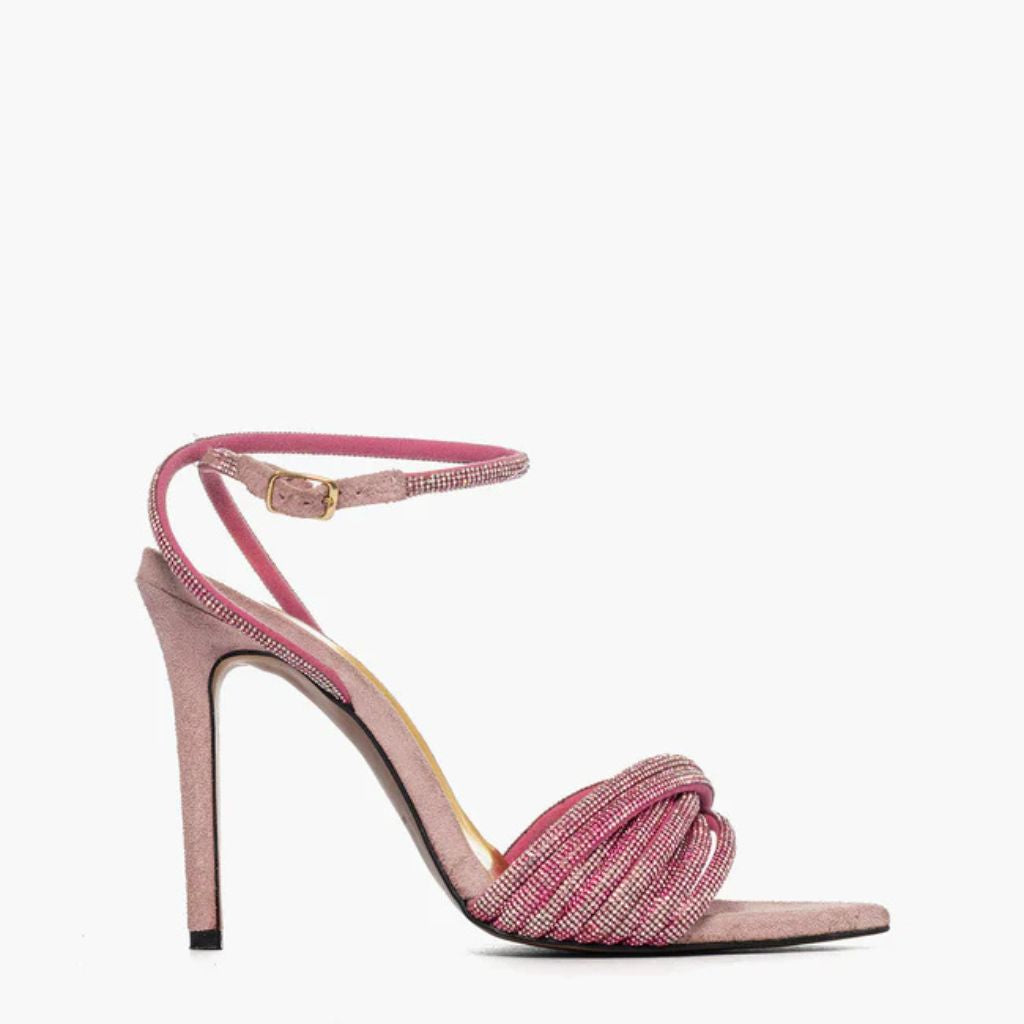 Sandalo gioiello da donna Lia Diva in camoscio rosa