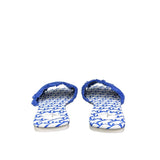 Ciabattine flat Marc Ellis C100 in tessuto azzurro royal con fascia frangé logata