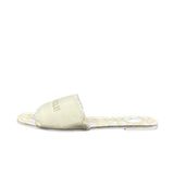 Ciabattine Marc Ellis in canvas beige panna con fascia frangé