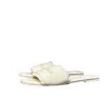 Ciabattine Marc Ellis in canvas beige panna con fascia frangé