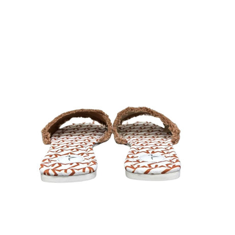 Ciabattine Marc Ellis in canvas marrone cammello con fascia frangé.