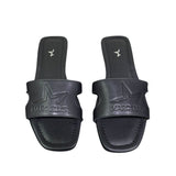 Ciabattine flat Marc Ellis ecopelle nera con fascia cut-out laterale