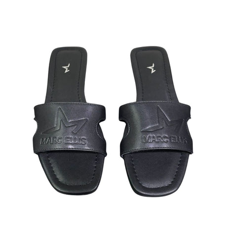 Ciabattine flat Marc Ellis ecopelle nera con fascia cut-out laterale