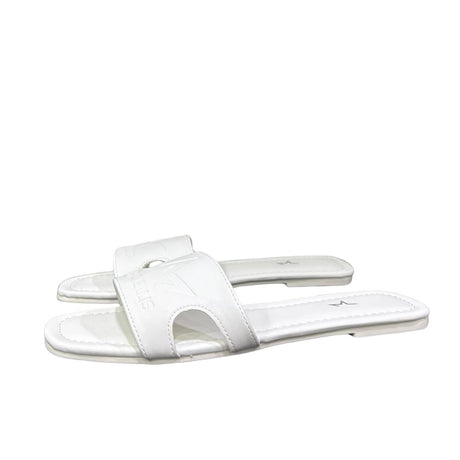 Ciabattine flat Marc Ellis C150 ecopelle bianca con fascia cut-out laterale