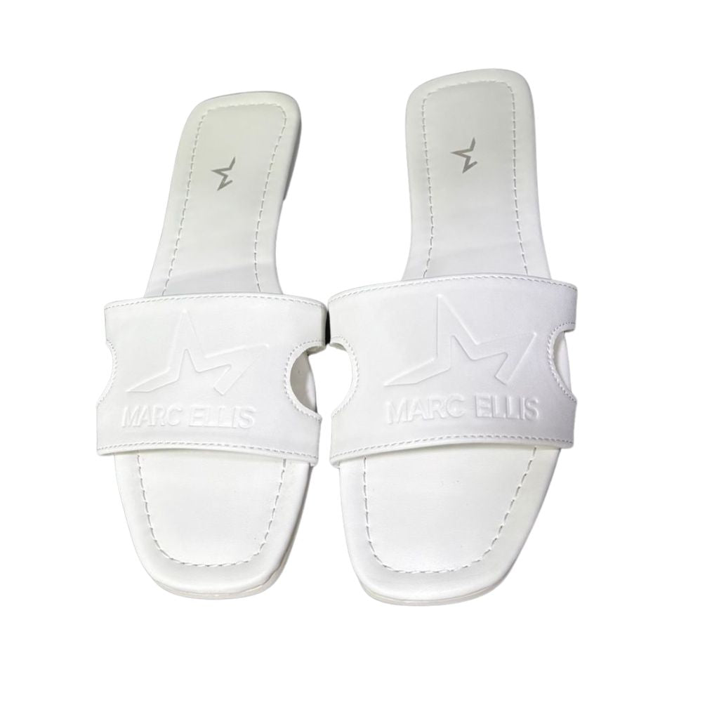 Ciabattine flat Marc Ellis C150 ecopelle bianca con fascia cut-out laterale