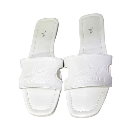 Ciabattine flat Marc Ellis C150 ecopelle bianca con fascia cut-out laterale