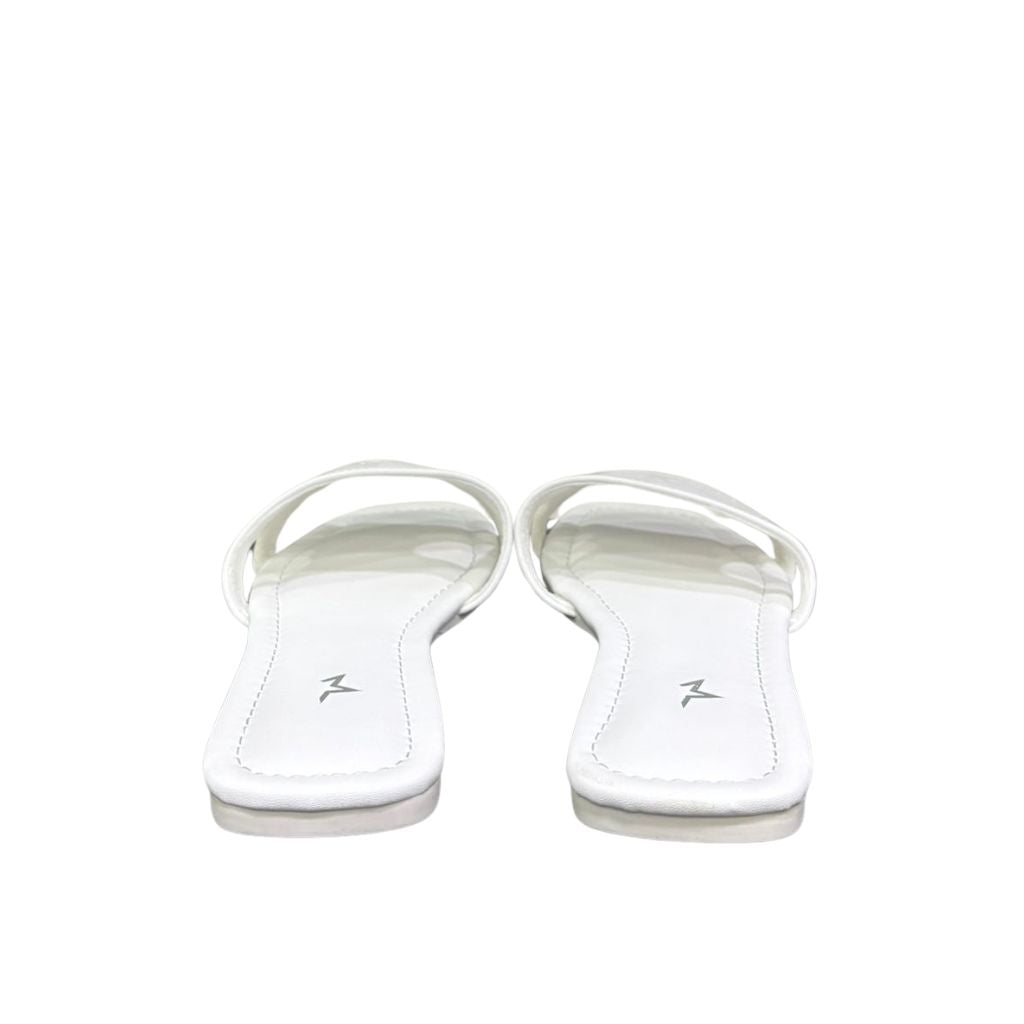 Ciabattine flat Marc Ellis ecopelle bianca con fascia cut-out laterale