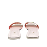 Ciabattine flat Marc Ellis C200 canvas rosa cipria, placca logo dorata, plantare ecopelle rosa.