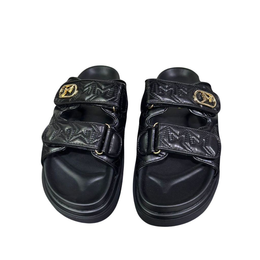 Sandali platform neri donna doppia fascia 