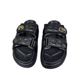 Sandali platform neri donna doppia fascia 