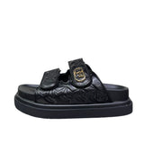 Sandali platform neri donna doppia fascia 