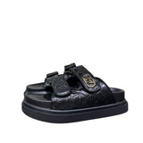 Sandali platform neri donna doppia fascia 