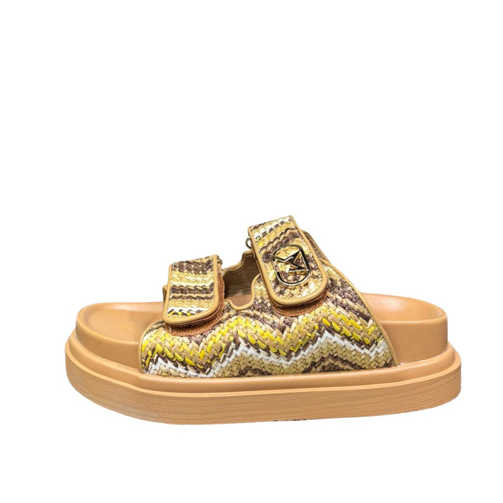 Sandali platform donna doppia fascia cuoio