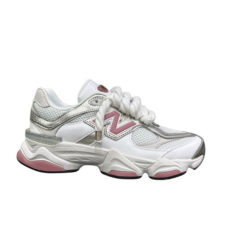 Sneaker New Balance 9060 donna bianco argento e rosa con lacci in corda