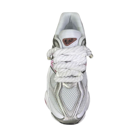 Sneaker New Balance 9060 donna bianco argento e rosa con lacci in corda