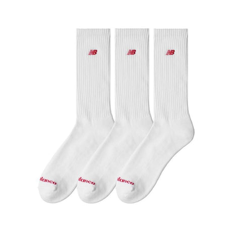 Set tre paia calzini New Balance bianchi con logo rosso