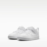 Sneakers Nike Court Borough bianche da bambino con strappo e lacci elastici