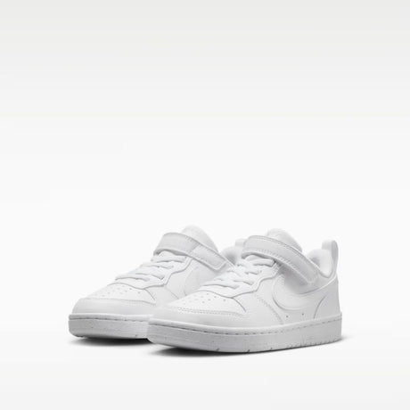 Sneakers Nike Court Borough bianche da bambino con strappo e lacci elastici