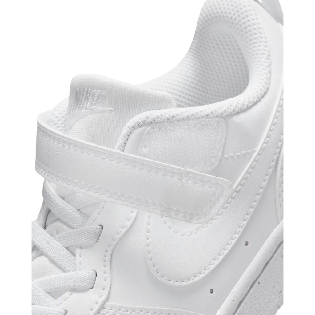 Sneakers Nike Court Borough bianche da bambino con strappo e lacci elastici