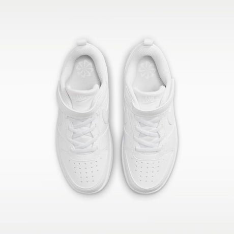 Sneakers Nike Court Borough bianche da bambino con strappo e lacci elastici