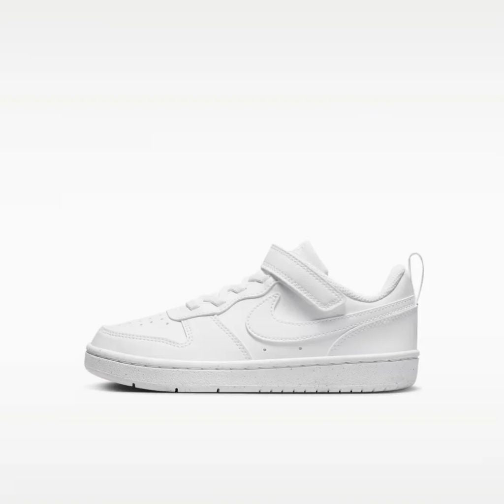 Sneakers Nike Court Borough bianche da bambino con strappo e lacci elastici