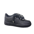 Nike Air Force 1 Low nera con lacci corda e strass argento
