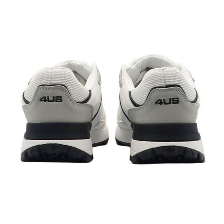 Sneakers da uomo Paciotti 4US bianche in mesh e ecopelle con dettagli color cuoio, logo laterale esteso e suola sportiva tipo running.