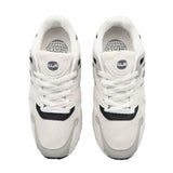 Sneakers da uomo Paciotti 4US bianche in mesh e ecopelle con dettagli color nero, logo laterale esteso e suola sportiva tipo running.