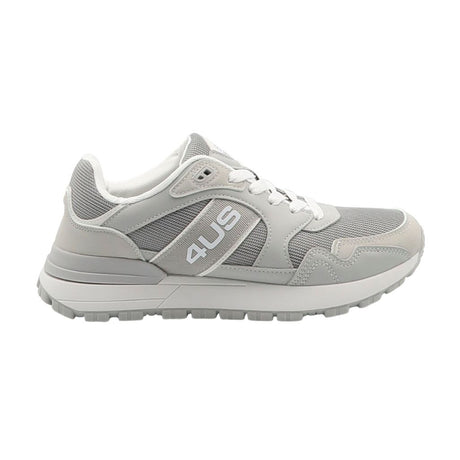 Sneakers da uomo Paciotti 4US grigie in mesh e ecopelle, logo laterale esteso e suola running in contrasto.