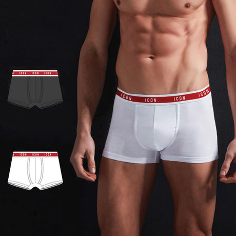 ICON Boxer Uomo Bianco Bordo Rosso 473004