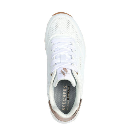 Sneaker Skechers Uno bianca con suola gum e dettaglio rose gold