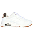 Sneaker Skechers Uno bianca con suola gum e dettaglio rose gold