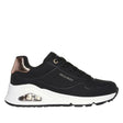 Sneaker Skechers Uno nera con intersuola bianca e dettaglio rose gold