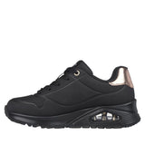 Sneaker Skechers Uno Gen1 nera con dettaglio metallizzato rose gold