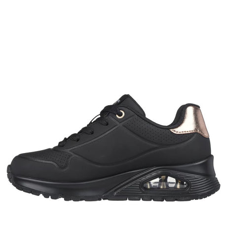 Sneaker Skechers Uno Gen1 nera con dettaglio metallizzato rose gold