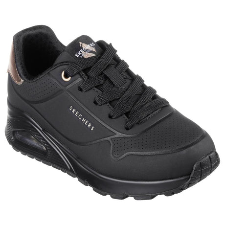 Sneaker Skechers Uno Gen1 nera con dettaglio metallizzato rose gold