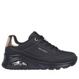 Sneaker Skechers Uno Gen1 nera con dettaglio metallizzato rose gold