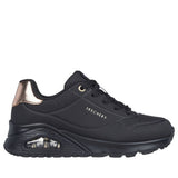 Sneaker Skechers Uno Gen1 nera con dettaglio metallizzato rose gold