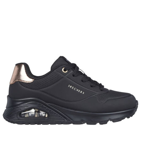 Sneaker Skechers Uno Gen1 nera con dettaglio metallizzato rose gold