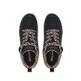 Sneaker Skechers Uno Lite nera con lacci leopardati, vista laterale