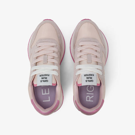 Sneaker Sun68 Ally Solid rosa donna - mesh con riporti scamosciati, logo bianco e laccio intercambiabile