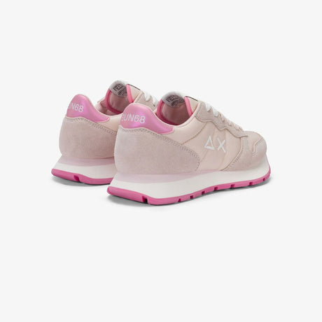 Sneaker Sun68 Ally Solid rosa donna - mesh con riporti scamosciati, logo bianco e laccio intercambiabile