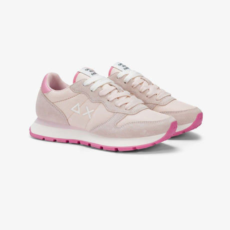 Sneaker Sun68 Ally Solid rosa donna - mesh con riporti scamosciati, logo bianco e laccio intercambiabile
